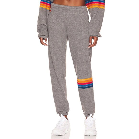 Aviator Nation Rainbow Stitch Sweatpants in Heather - Picture 2 of 7